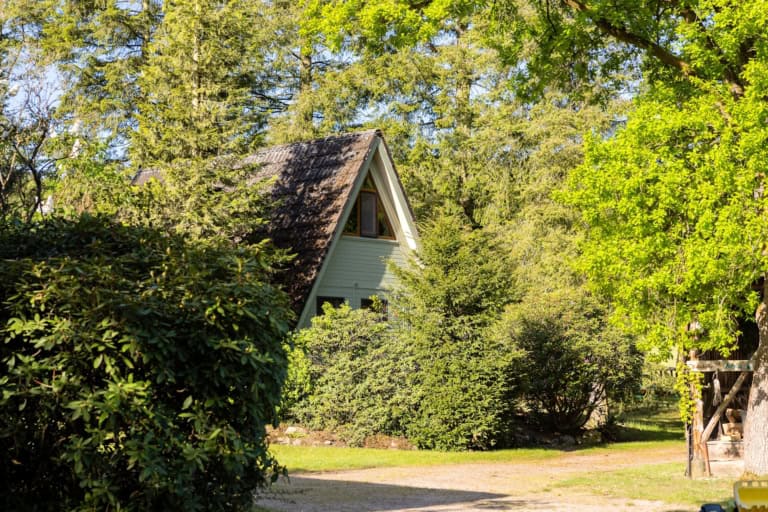 Blick auf Ferienhaus Nr. 4, ein Nurdachhaus für 4 Personen (3***) auf dem Ferienhof Drewes in Ollsen/Lüneburger Heide