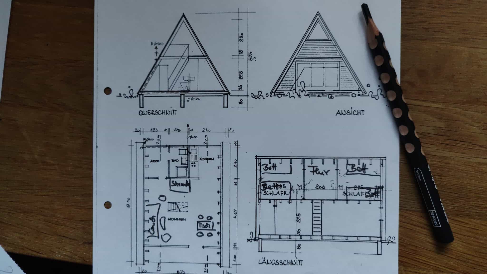 Grundriss Ferienhäuser 1 bis 4 auf Ferienhof Drewes in Ollsen, Lüneburger Heide