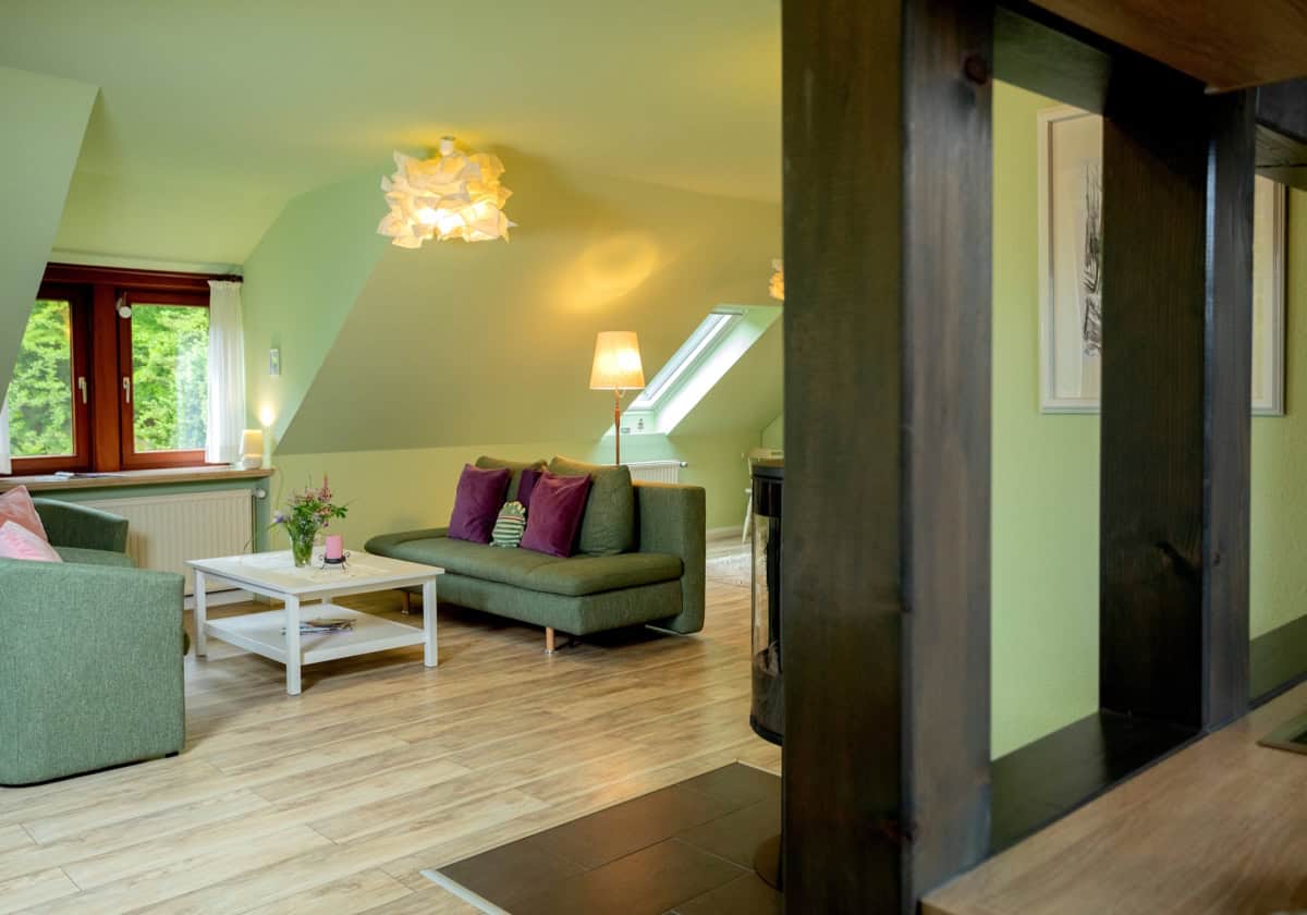 Wohnzimmer der Ferienwohnung Marie auf dem Ferienhof Drewes in Ollsen in der Lüneburger Heide